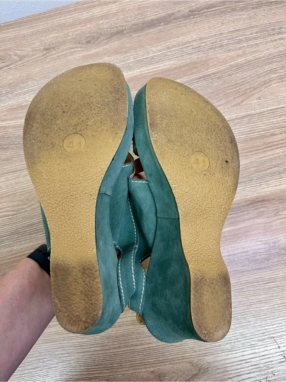Sundance Aqua Suede Wedge SandalsMade in Italy Size EU 41 US 10